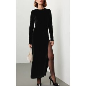 Nonchalant Label Maxwell Black Velvet Long Sleeve Maxi Dress‎ Size S NWT